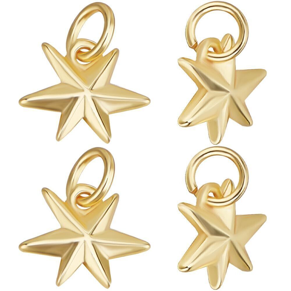 4944 1 Box 20Pcs North Star Charms 18K Gold Plated Brass Pentagram Pendant